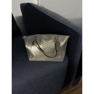 Coach, small python embossed, Kelsey satchel pewter/silver